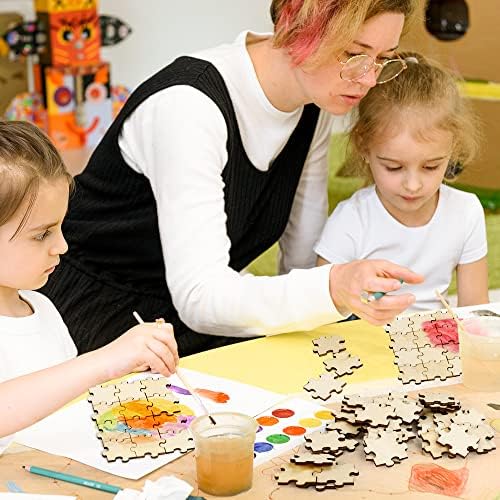 300PCS Blank Puzzles, Freeform Blank Puzzle Pieces Blank Wooden Puzzles DIY Jigsaw Puzzles Plain Puzzle Pieces for Crafts, Arts, Card Making (1.18" x 1.18")