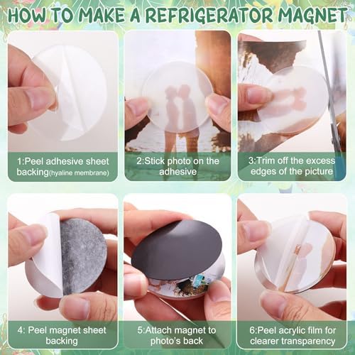 25 Pcs DIY Acrylic Fridge Magnet Kit Circle Round Fridge Magnet Craft Set with Adhesive Backing Make Your Own Magnet Kit for Photo Office Classroom Cabinets Kitchen 2 Inch DTBX- (Round)