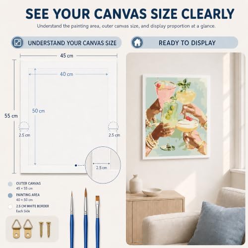 AuraDraw Paint by Numbers for Adults, Cocktail Paint by Number Kit, DIY Acrylic Painting Kit for Home Wall Decor 16x20 Inch