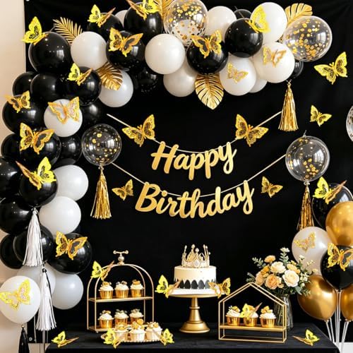 60 Pcs Butterfly Wall Decals - 3D Gold Butterflies Removable Mural Wall Stickers for Home Room Office Bedroom Decorations