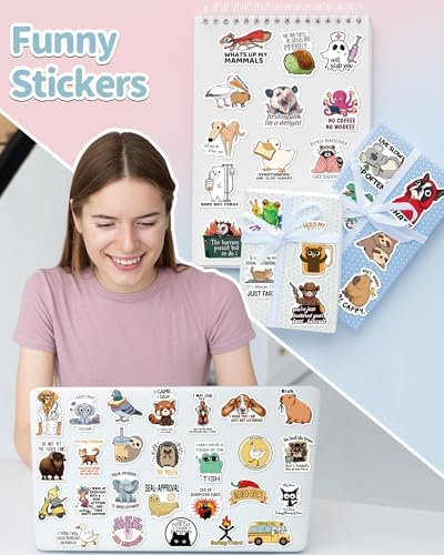 300 Pcs Funny Stickers for Adults, Sticker Pack for Water Bottle Laptop | Scrapbook Planner Journal Stickers Supplies, Waterproof Vinyl Meme Sticker, Gifts for Men Women, Hard Hat Bumper Decal
