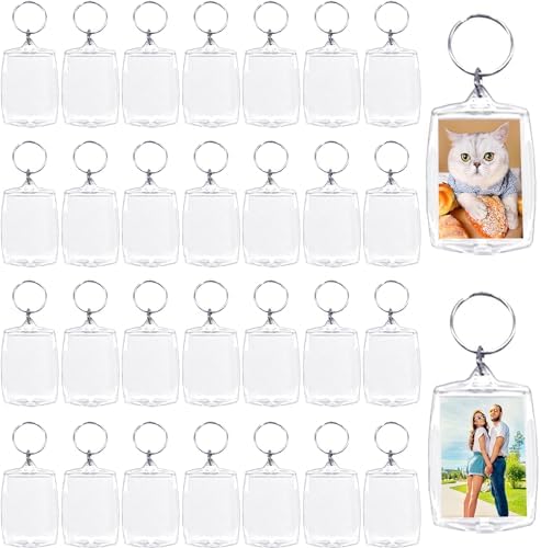 Baaxxango Acrylic Photo Frame Keyring,Clear Picture Keychain as Gift | Picture Insert Blank Keyring,Suit for Artwork,Photocard Holder,DIY Craft