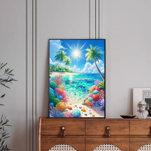 Beach Diamond Art Kits for Adults,Landscape Diamond Painting 12x16inch
