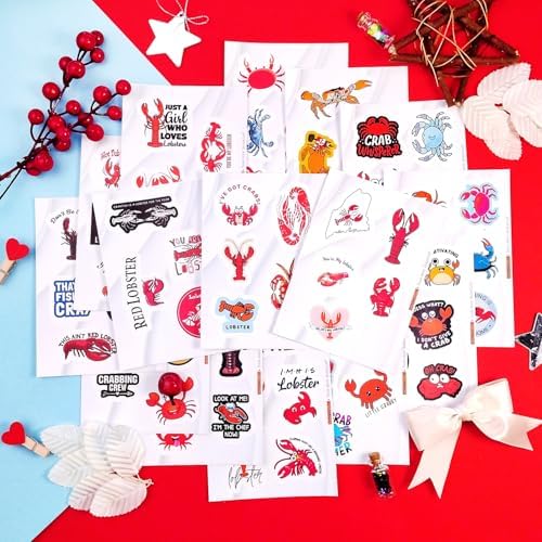 Crab & Lobster Stickers for Water Bottle and Laptop - Marine Life Party Supplies & Decorations, Waterproof Vinyl Sea Creature Decals, Lobster Stickers Laptop Decals, Gifts for Women & Men