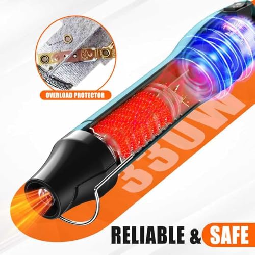 Mini Heat Gun, Dual Temperature Settings 482°F(250℃)&662°F(350℃) | Overload Protection,5.9Ft Long Cable,handheld,small,for craft ,plastic,shrink wrap bottles,resin,embossing