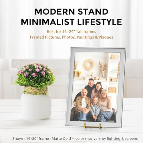 TR-LIFE 12 Inch Large Plate Stands/holder for Display - Metal Picture Frame Holder Stand + Small Easels for Platter, Book, Plaques, Photo, Tabletop Art (Gold 2 Pack)