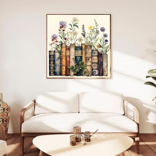 EIBEILI Diamond Art Kits for Adults-Book Flower Diamond Painting Wall Art
