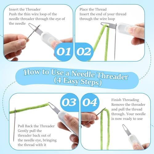 2 Pack Needle Threaders for Hand Sewing, Needlepoint Needle Threader(Pink）