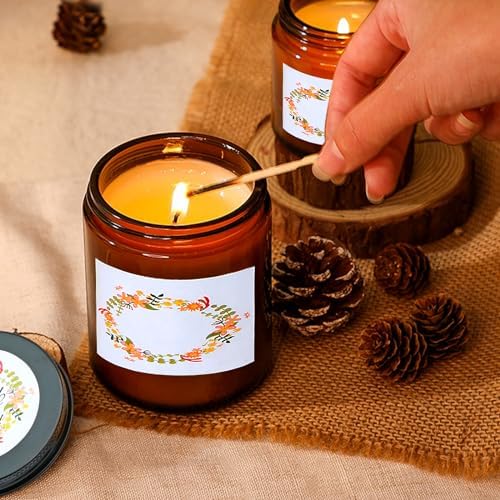 Salzesfalls 16 Pack Dark Amber Candle Jars, 8 oz Glass Jars with Lids