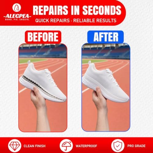 ALECPEA Shoe Glue for Sole Repair, Thin Clear Adhesive, 2 X 20g, 6 Tips