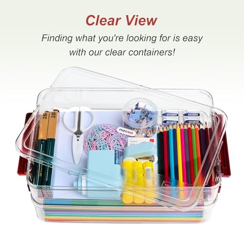 CATOOMUU 2-Pack 9x13 Clear Plastic Project Case Stackable Storage Box