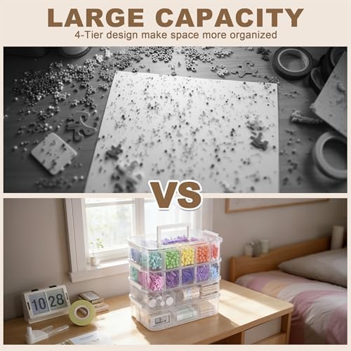 Heavy Duty Craft Storage Box with Handle with 20 compartments and 2 Trays