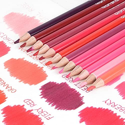 12 Red Colored Pencils Oil Based, Pre-sharpened Wooden Color Pencils Set