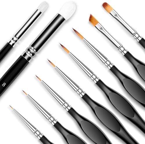 Detail Paint Brushes Set, 10 pcs Miniature Brushes for Fine Detailing