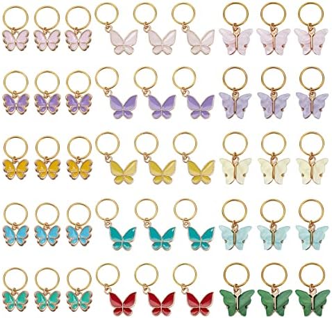 NBEADS Butterfly Charms and Braid Clips - 45 Pcs Removable Crochet Stitch Markers Made of Charms for Knitting, Weaving, Sewing, and Dreadlock Decorations