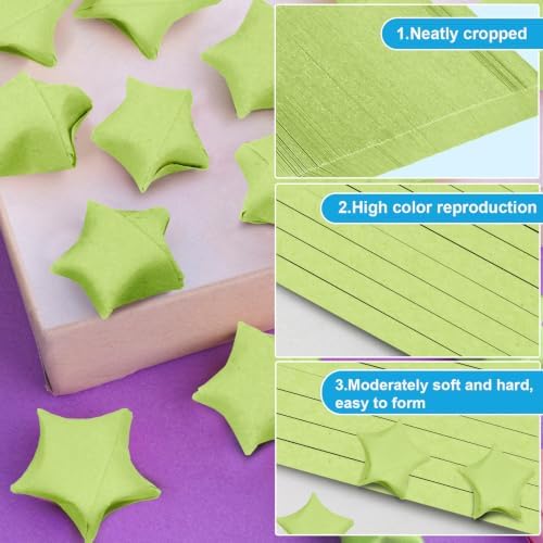 FoDau770 Solid Color Star Paper Strips - 360 Sheet, Light Green