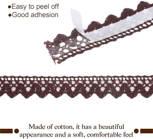 Skrfren 3 Rolls Self-Adhesive Lace Tape, Cotton Washi Trim Stickers, 1.6cm Wide 2 Yards per Roll, Decorative Lace Ribbon for DIY Crafts Scrapbooking Card Making Gift Wrapping (Beige, White, Coffee)