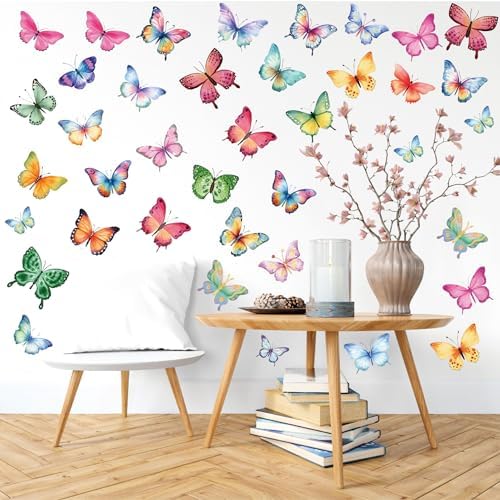 AOWDIAO 62 Large Butterfly Wall Decals - Peel and Stick Vinyl Wall Stickers for Room Decor, Safe for Walls, Repositionable