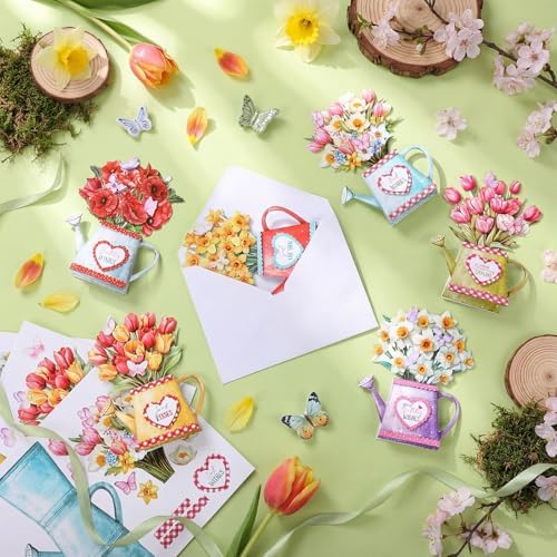 Gueevin 18 Set Watering Can Blossoms Card Making Kit Floral DIY Craft Kits | Back to School Handmade Supplies, Card Making Supplies, Crafting with Sticky Foam Pads, Gifts for Birthday Party Mothers Day