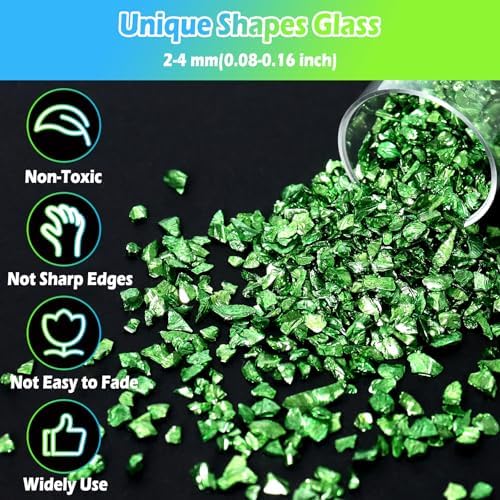 Matio 12 Colors Crushed Glass Irregular Glitter, 4.23oz/ 120g Glitter