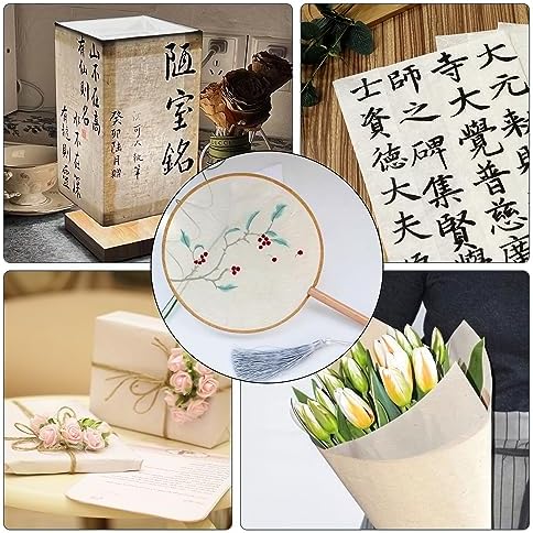 50/100 Sheets FIVEIZERO A4 Mulberry Paper Sheets Natural Fiber Rice Papers,8.3x11.7in Natural Decoupage Tissue Paper for Writing Painting, Decorative &Card Making Papers DIY Craft