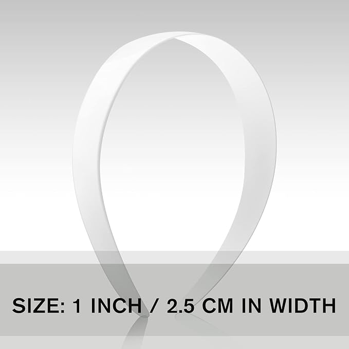 VOKOY 12 PCS White Plastic Headbands, 1 Inch Wide No Teeth Hair Bands for Girls & Women, Blank DIY Plain Headbands for Crafts