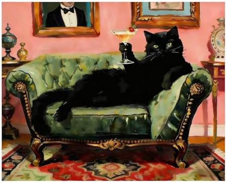 bleihum Black Cat Paint by Numbers Kit on Canvas for Adults 16x20inch