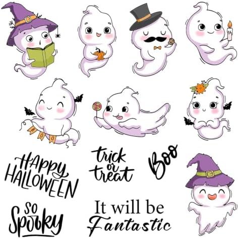 Ghosts Happy Halloween Clear Stamps and Die Cuts Sets for DIY Card Making