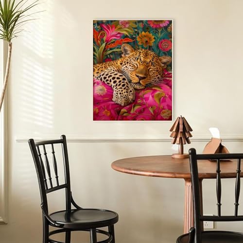 KYOQFVN Leopard Paint by Numbers Kit for Adults - Easy Paint by Number Kits for Beginners, DIY Acrylic Painting on Canvas for Home Wall Art Decor 16x20 Inch