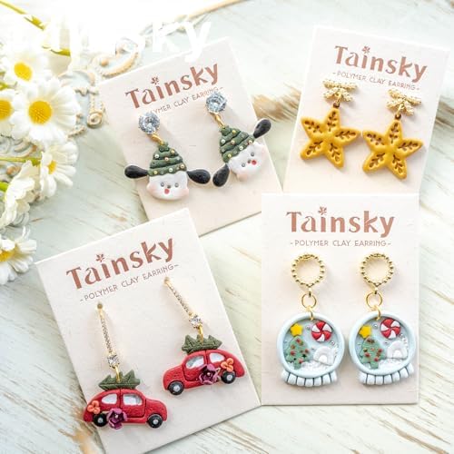 Tainsky 27 Shapes Christmas Polymer Clay Cutters, Winter Clay Cutters for Polymer Clay Jewelry Making