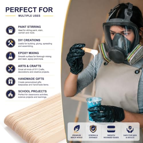 Apremont 1000 Pieces Large Jumbo Wooden Craft Sticks (6" x 3/4"), Premium Natural Organic Wood for Waxing, Craft Project, Tongue Depressor, Popsicle, Ice Cream Stick,Woodcraft, Paint Stirrer and Art