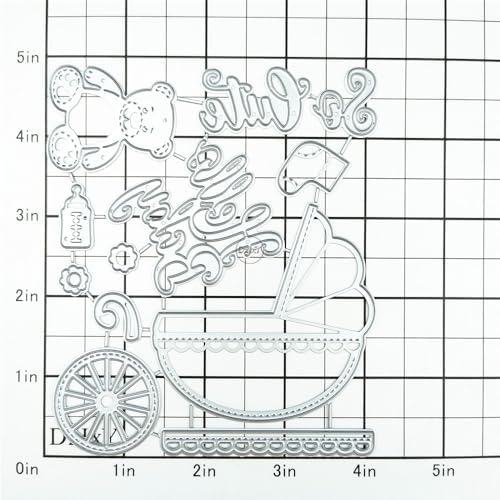Patchwork Baby Stroller Bear Metal Cutting Dies for Card Making