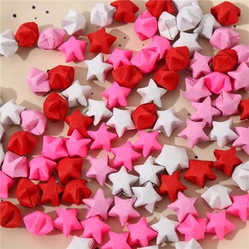 1080 Sheets Origami Star Paper 5 Pink Color Strips Double Sided Lucky Star Decoration Folding Paper for DIY Hand Art Supplies (Pink-1080 sheets)