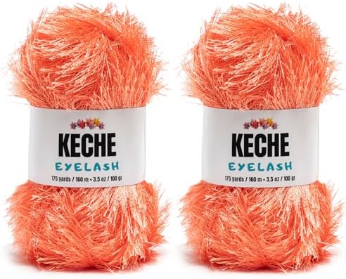 Eyelash Fun Fur Yarn - Premium Soft Crochet Yarn DIY Hand Knitting 100% Polyester 175 Yds 3.53 Oz (Pack of 2) - Salmon