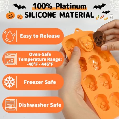 Skull Chocolate Candy Mold 24-Cavity, Halloween Skull Silicone Molds