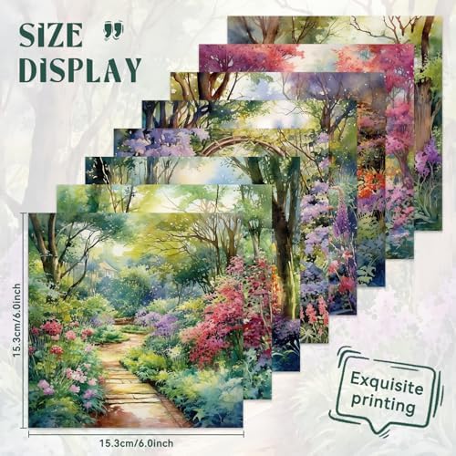 Bomichi 16 Sheets Scrapbook Paper, Vintage Decorative Scrapbook Supplies for Junk Journal Card Making Picture Art Collage DIY 6x6 inches