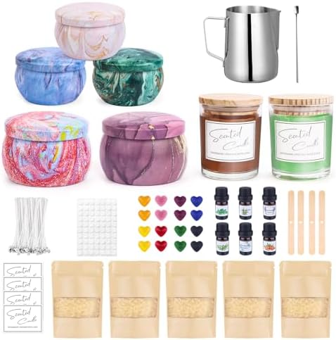 OFUN Candle Making Kit for Adults,Candle Making Supplies with Beewax, Fragrance Oil, Beeswax Dye Blocks, Melting Pot etc DIY Candle Craft Tools for Women Friend Family