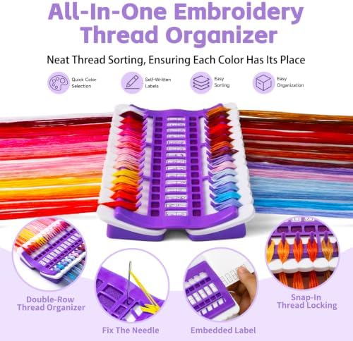 LOKUNN Embroidery Floss Organizer 30 Positions 2 Pcs Thread Organizers