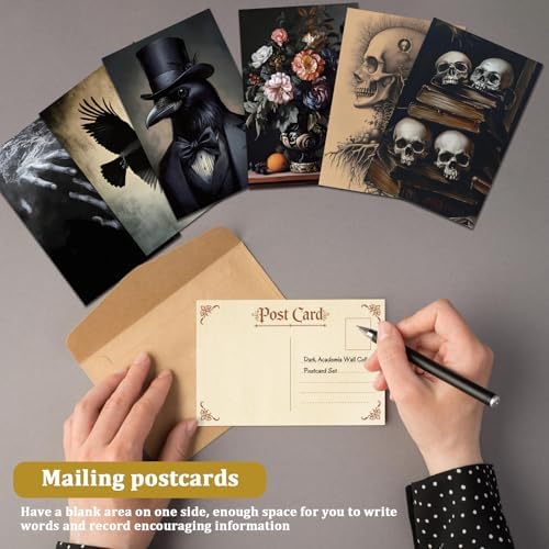 64 Pcs Moody Dark Academia Decor Vintage Postcards, Grunge Room Decor Gothic Wall Art Prints, Victorian Poster Goth Wall Collage Kit Halloween Decorations for Dorm, 4x6