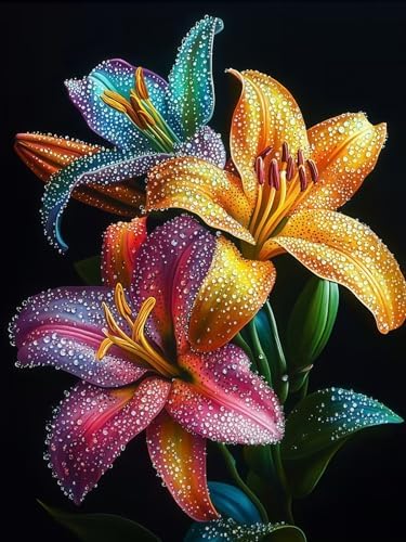 DOTSTART Flower Diamond Art Kits for Adults, Full Drill Round Gem Painting