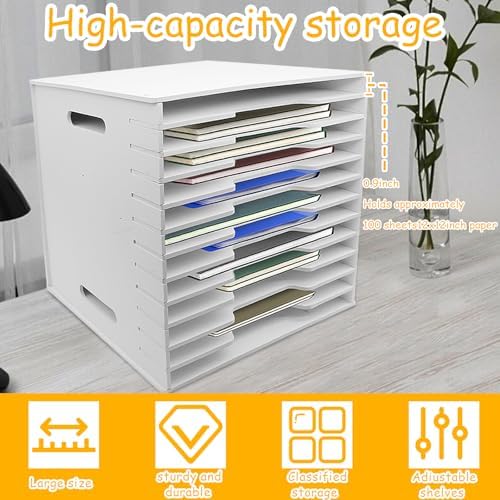 12 Tier Scrapbook Paper Organizer,13"x13" Scrapbook Paper Organizer Storage