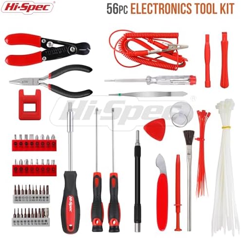 Hi-Spec Electronics Repair & Opening Tool Kit for Laptops Devices Computers | 56pc, everyday fixes made easier, organized portable storage, beginner-friendly selection, apartment and office tasks, tidy