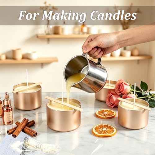 Candle Jars Bulk, 12 Packs Candle Jars with Lids, 8 Oz Empty Candle Tins, Candle Containers for Making Candles, Candle Tin with Wood-Grain Lids (Champagne Gold with Woodgrain Lid, 8oz-12pcs)