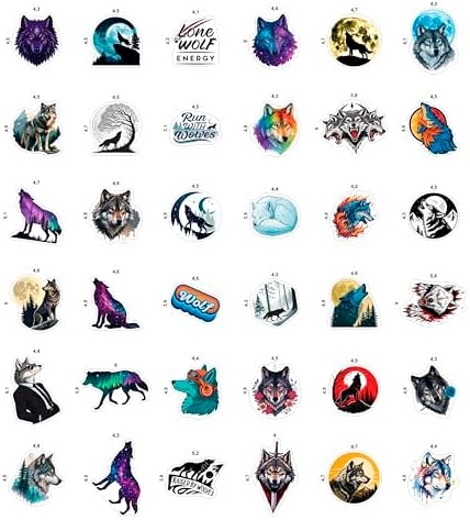 100Pcs Wolf Stickers for Water Bottle, Laptop - Cute Wolf Gift, Party Decoration - Forest, Woodland Animal Stickers - Gift for Women & Men
