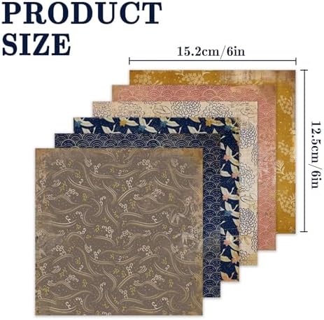 Scrapbook Paper,24 Sheets 6x6 Inch Vintage Japanese Style Scrapbook Supplies,160gsm Single-Sided Decopodge Craft Paper for DIY Card Making Scrapbook Photo Album Journal Decor (Retro 2)
