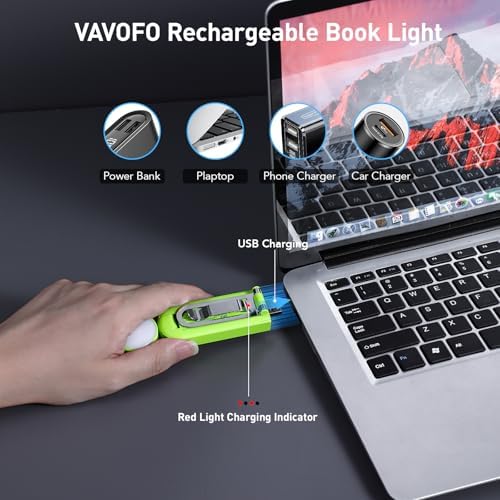VAVOFO USB Rechargeable Book Light, Bookmark Clip on LED Reading Light