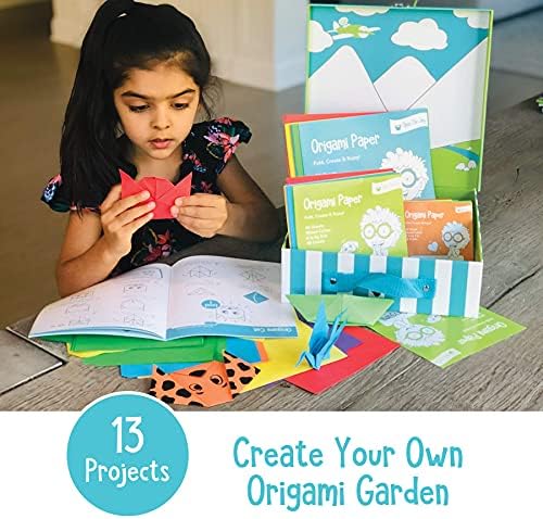 Open The Joy Origami Kit for Kids - 150 Double Sided Multi Colored Origami Paper Set - Easy to Hard Level Origami Projects - 32 Page Origami Book for Kids, Table Top Game Box and Beginners.