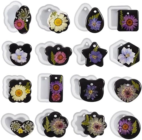 16-Piece Jewelry Mold Set - Oval Pendant, Resin & Clay, 3D & Silicone Molds for Resin Casting & Candle Making