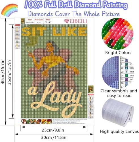 EIBEILI Diamond Art Kits for Adults, Modern Woman Diamond Painting Kits for Beginner DIY 5D Full Drill Diamond Dots Crafts for Home Wall Decor Gifts 12x16 Inch