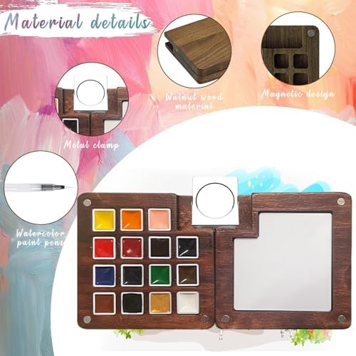 Travel Watercolor Paint Set - Pocket 15-Color Mini Kit with Sketchbook
